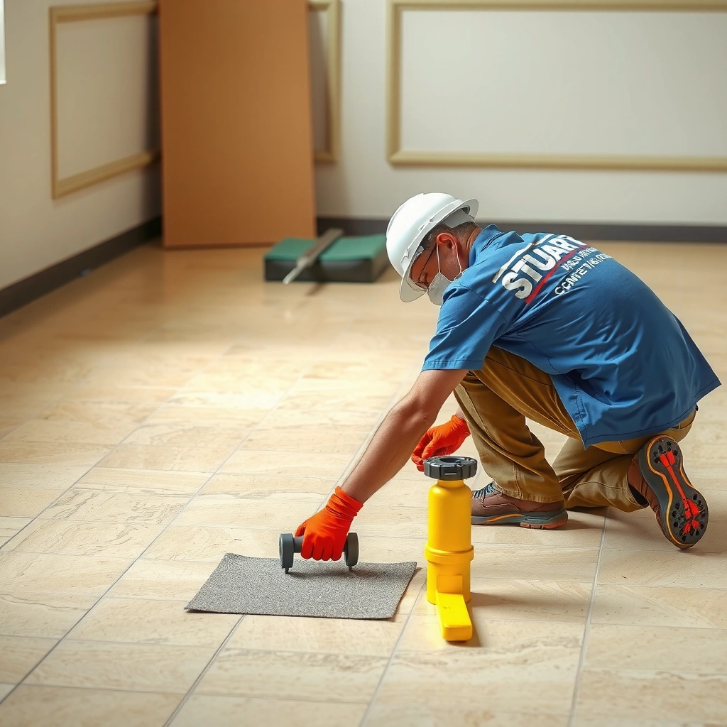 Image showing different types of buckling in travertine floors for diagnosis.