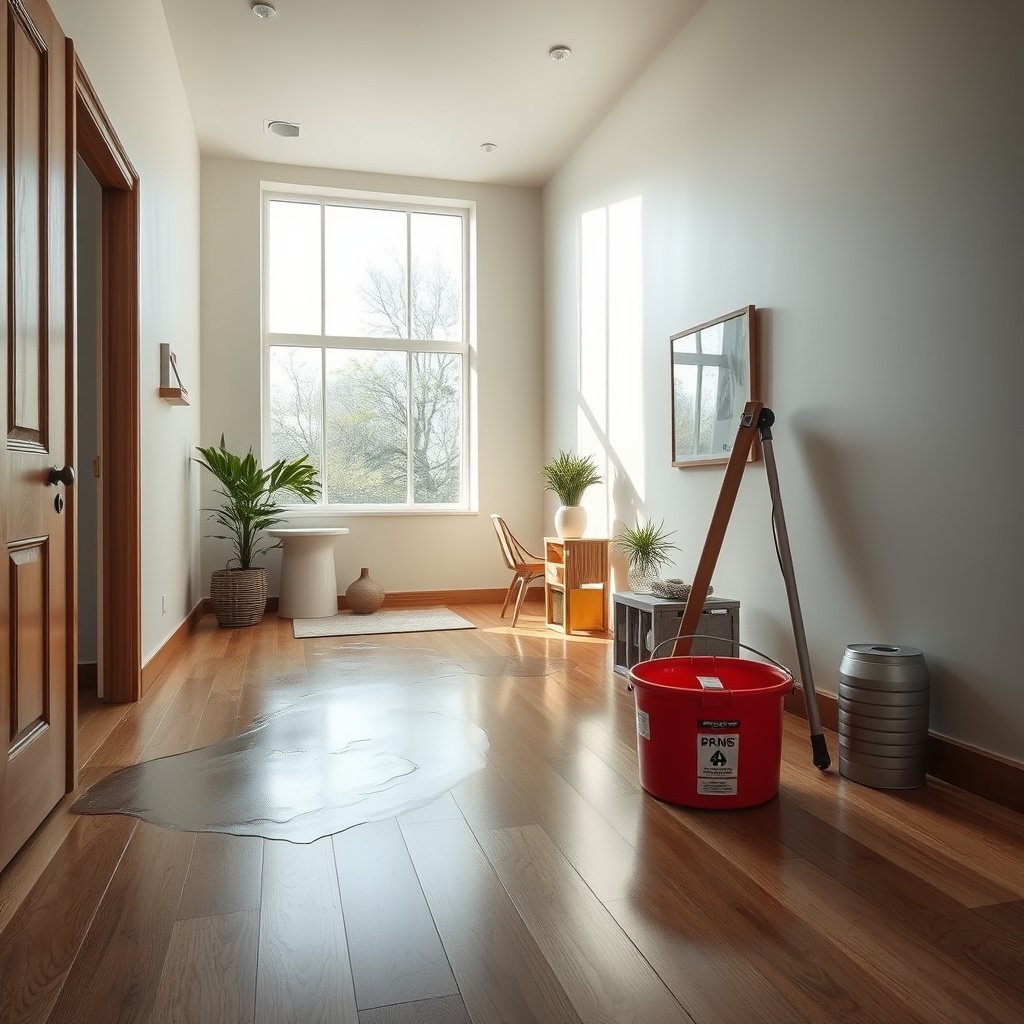 Illustration showing proper drainage and slope for preventing water damage to vinyl floors