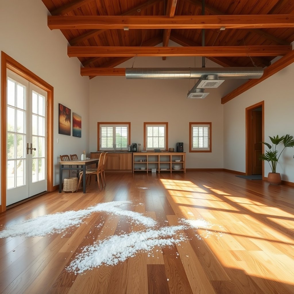 Image showing damage caused by salt residue on hardwood floors and finishes