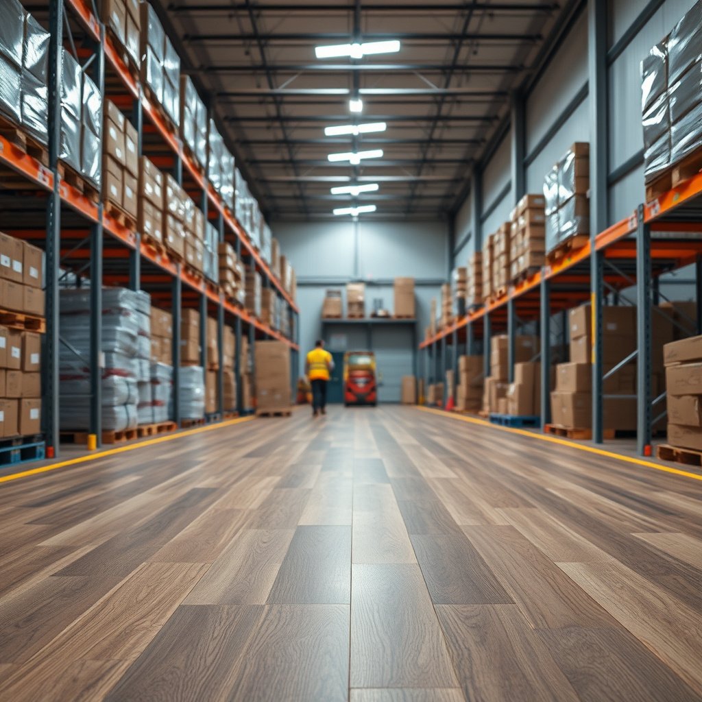 Image showing methods to improve slip resistance and control moisture on laminate floors in a warehouse