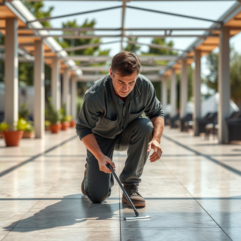 Entry matting options to prevent scratches on vinyl floors in outdoor walkways