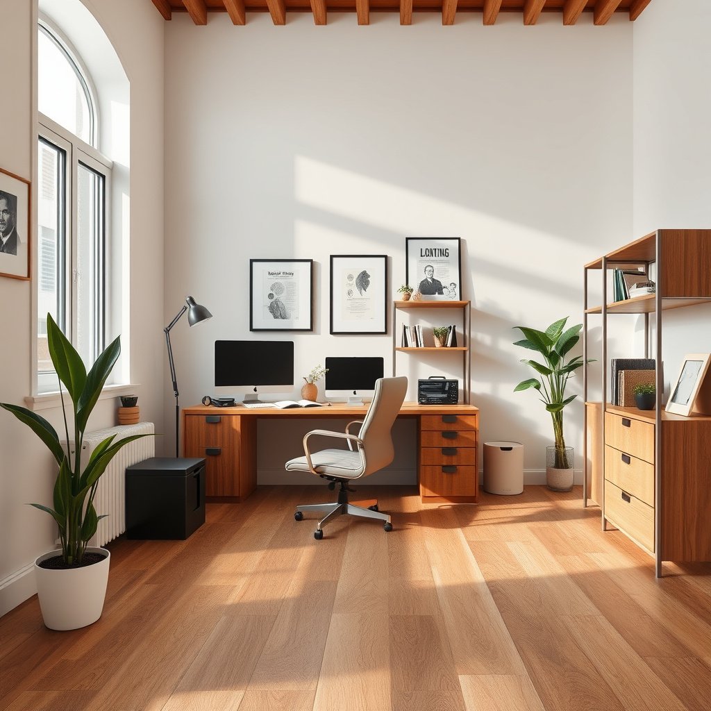 Image showing basic safety checks for laminate floors in a home office setting