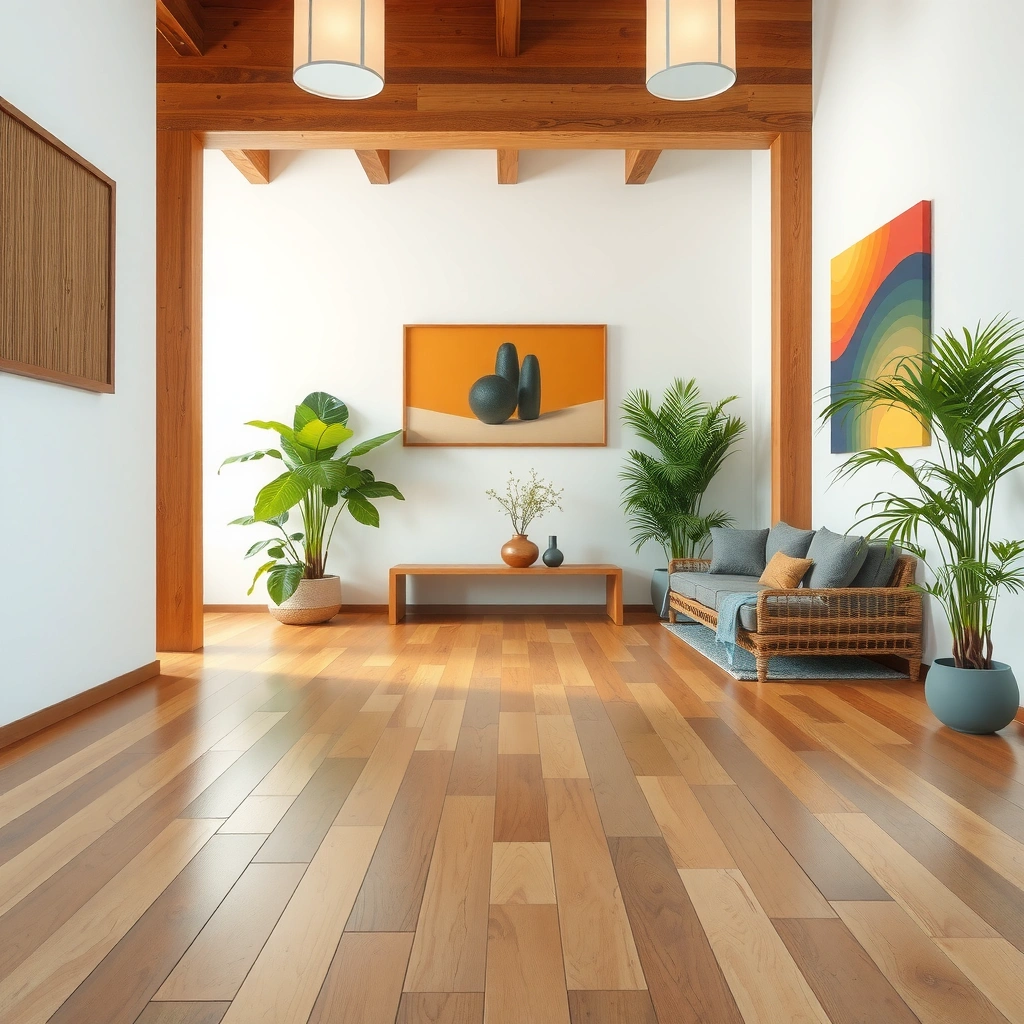 A collection of cleaning supplies for bamboo floors, avoiding harsh chemicals.