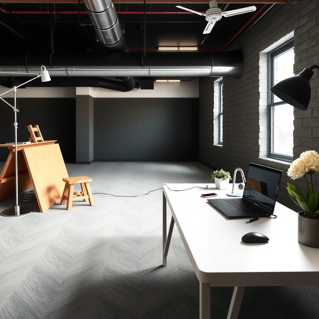 Tools and materials needed for installing SPC floors in a basement, including saw, adhesive, and underlayment.