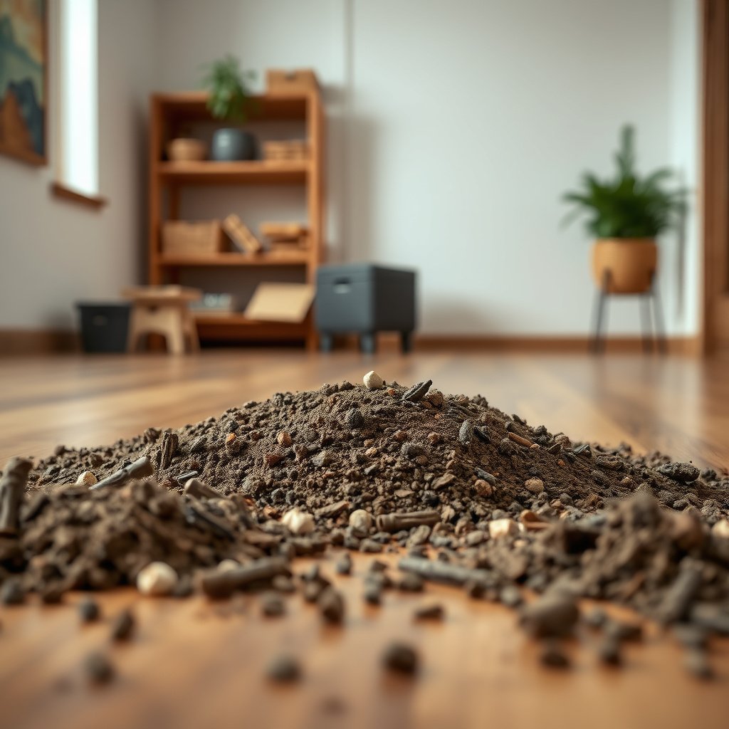 Gathering essential tools for cleaning fresh ground-in dirt from hardwood floors