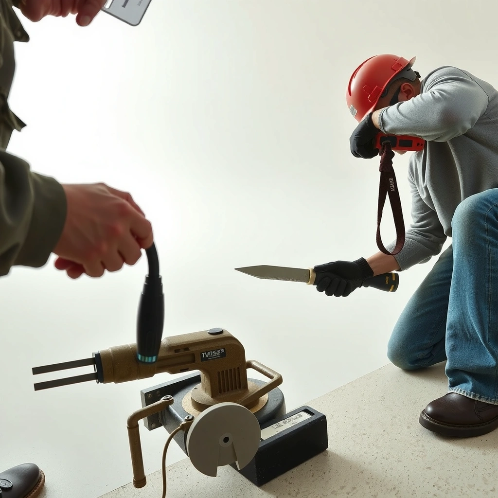 Image showing essential tools and concrete-cutting blade for floor cutting.