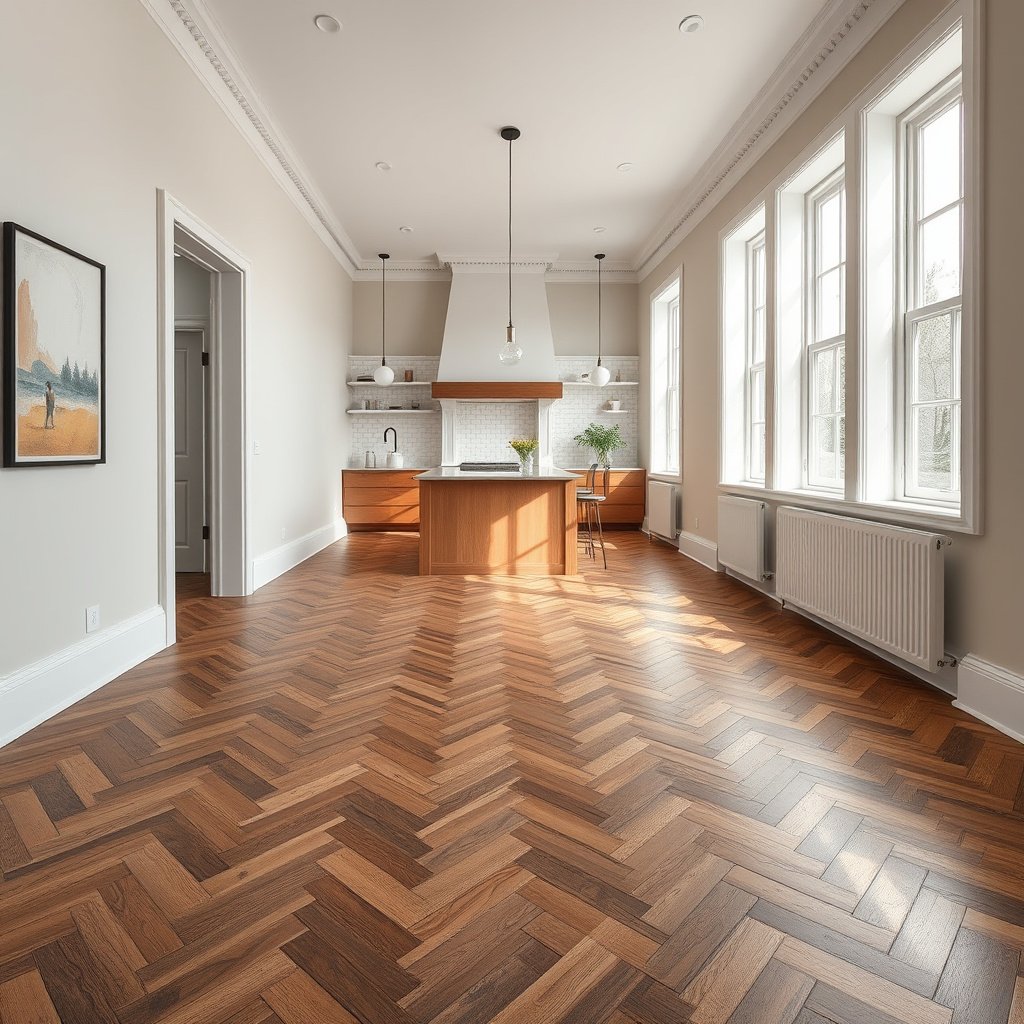 Tools and materials needed for trimming herringbone floors based on floor type
