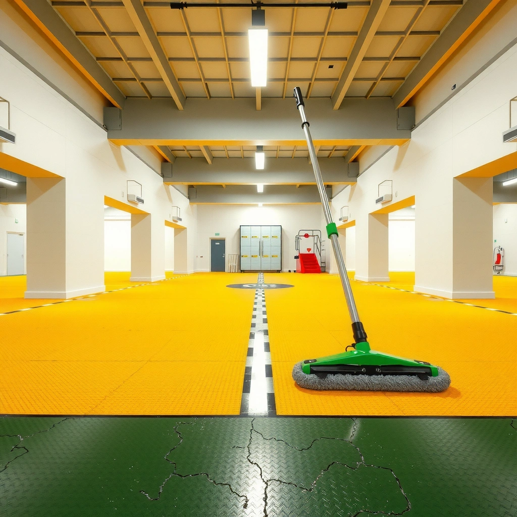 Gathering the right tools and cleaner for mopping rubber floors safely and effectively.