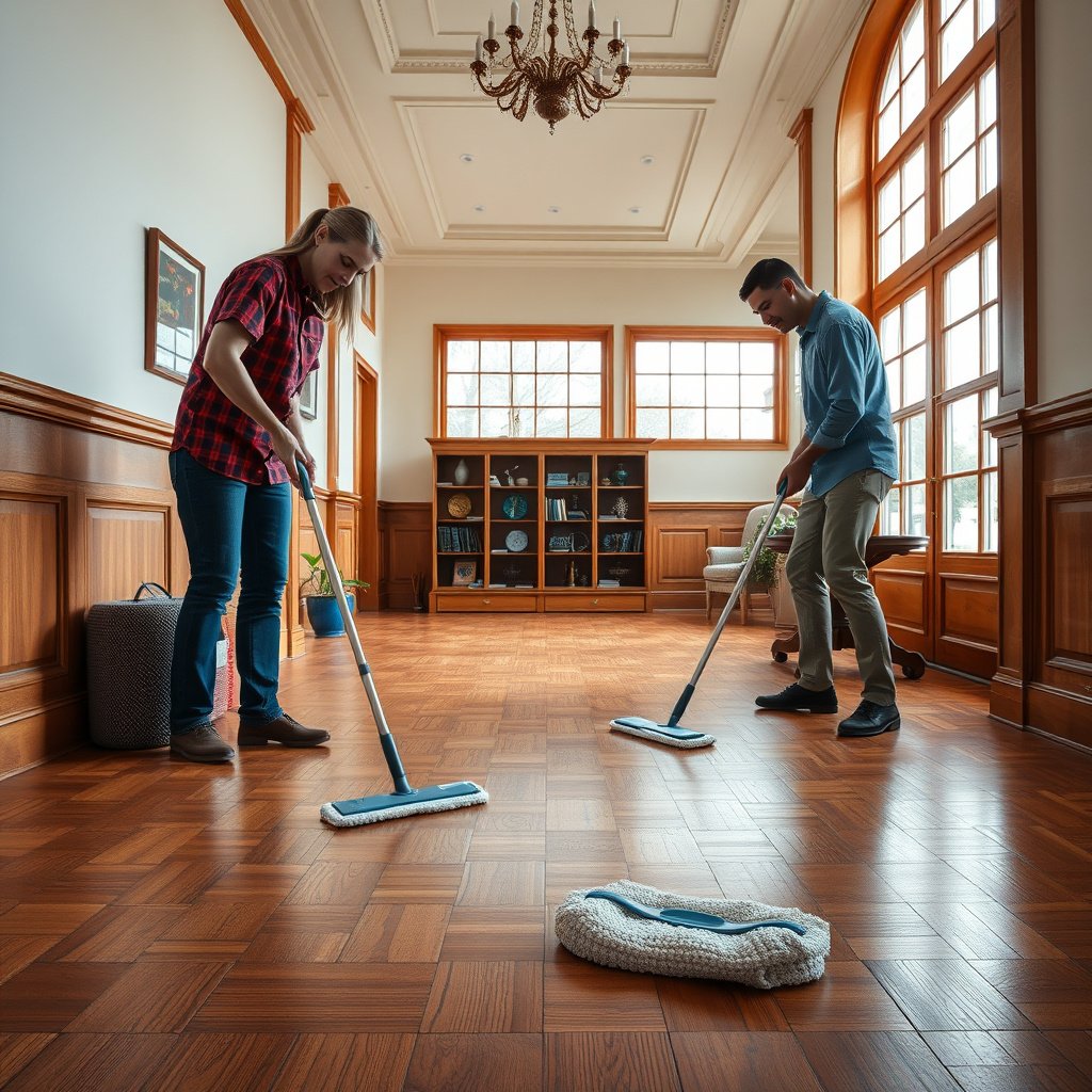 Tools and products needed for mopping parquet floors without damaging the finish