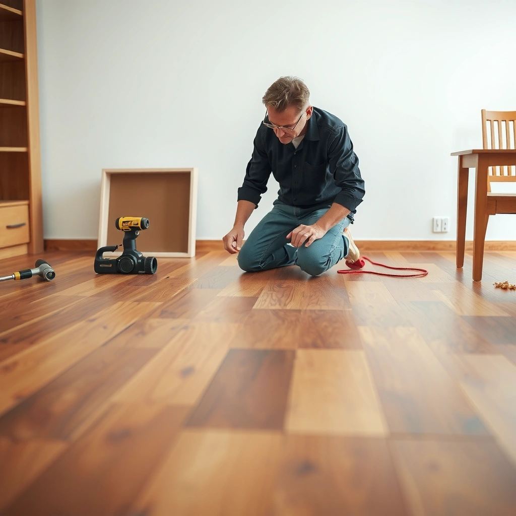 A collection of tools and sealant types for sealing hardwood floors in a home improvement project.