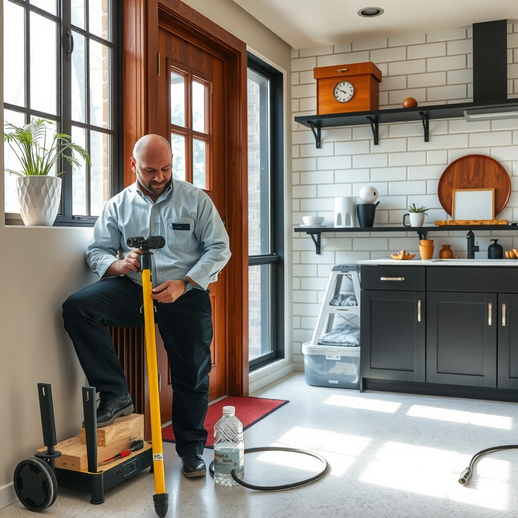 Various tools needed to trim granite floors, including saws, chisels, and safety gear.