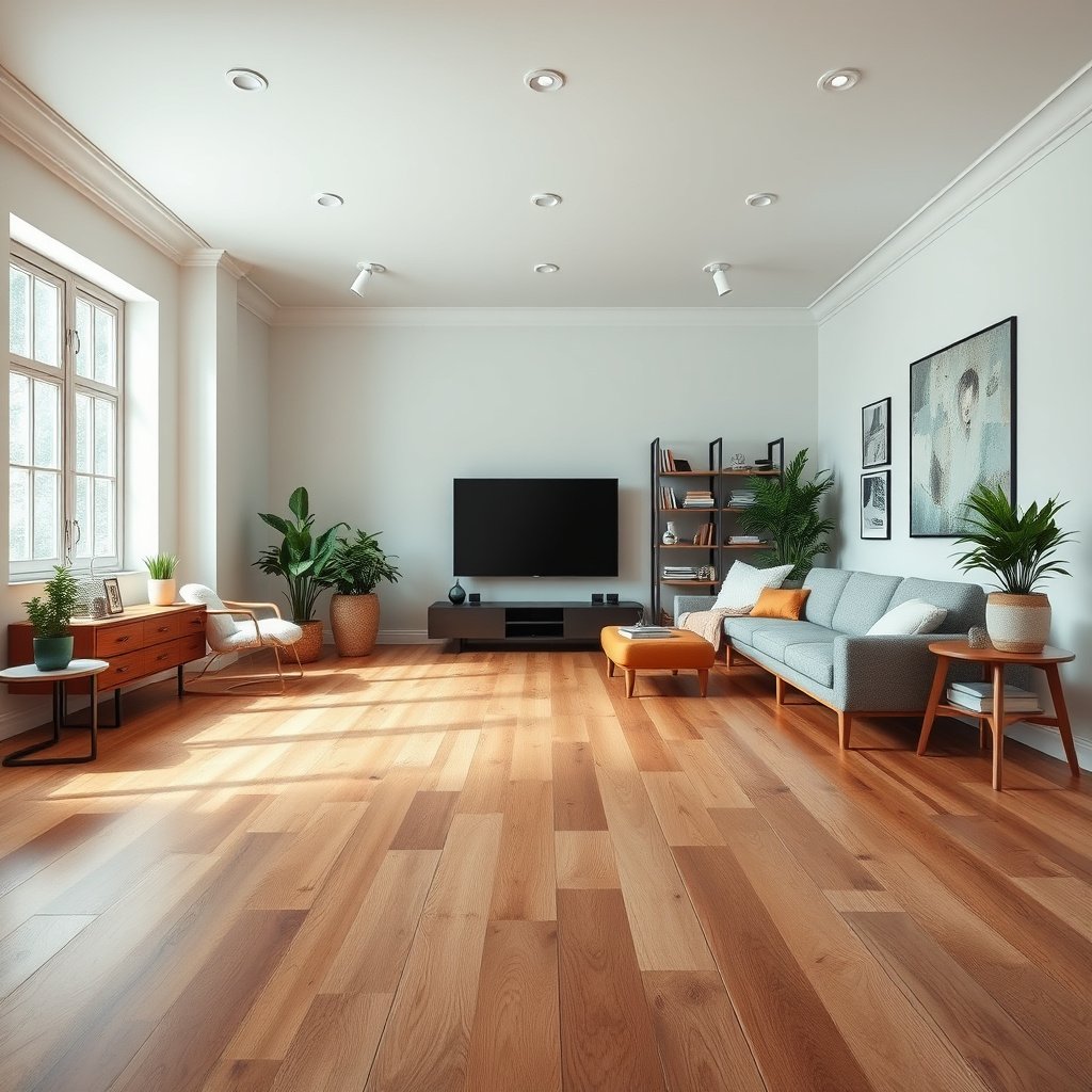 Image illustrating how to estimate square footage and waste factor for engineered wood floors in a sunroom