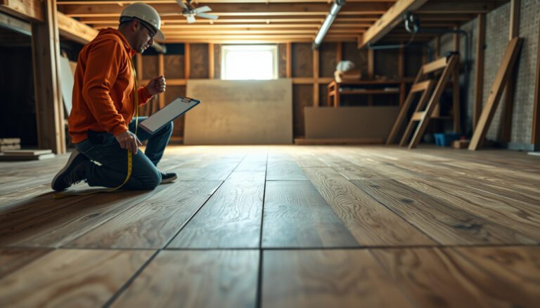 A calculator and engineered wood samples to estimate basement flooring costs.