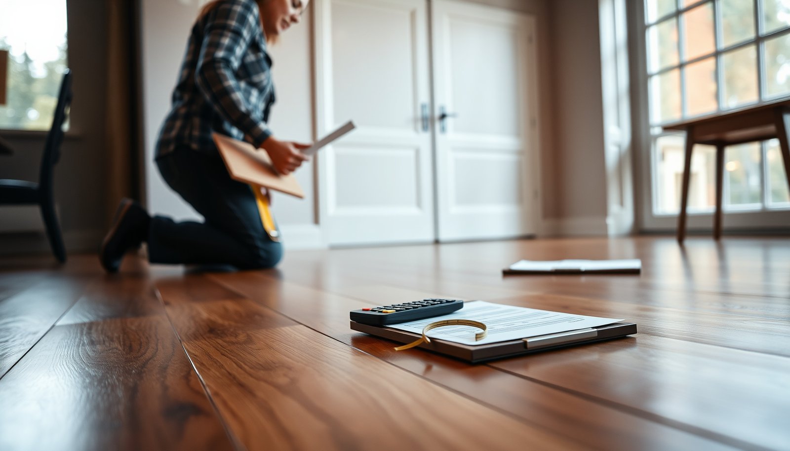 A dining room with hardwood flooring, illustrating cost estimation for installation.