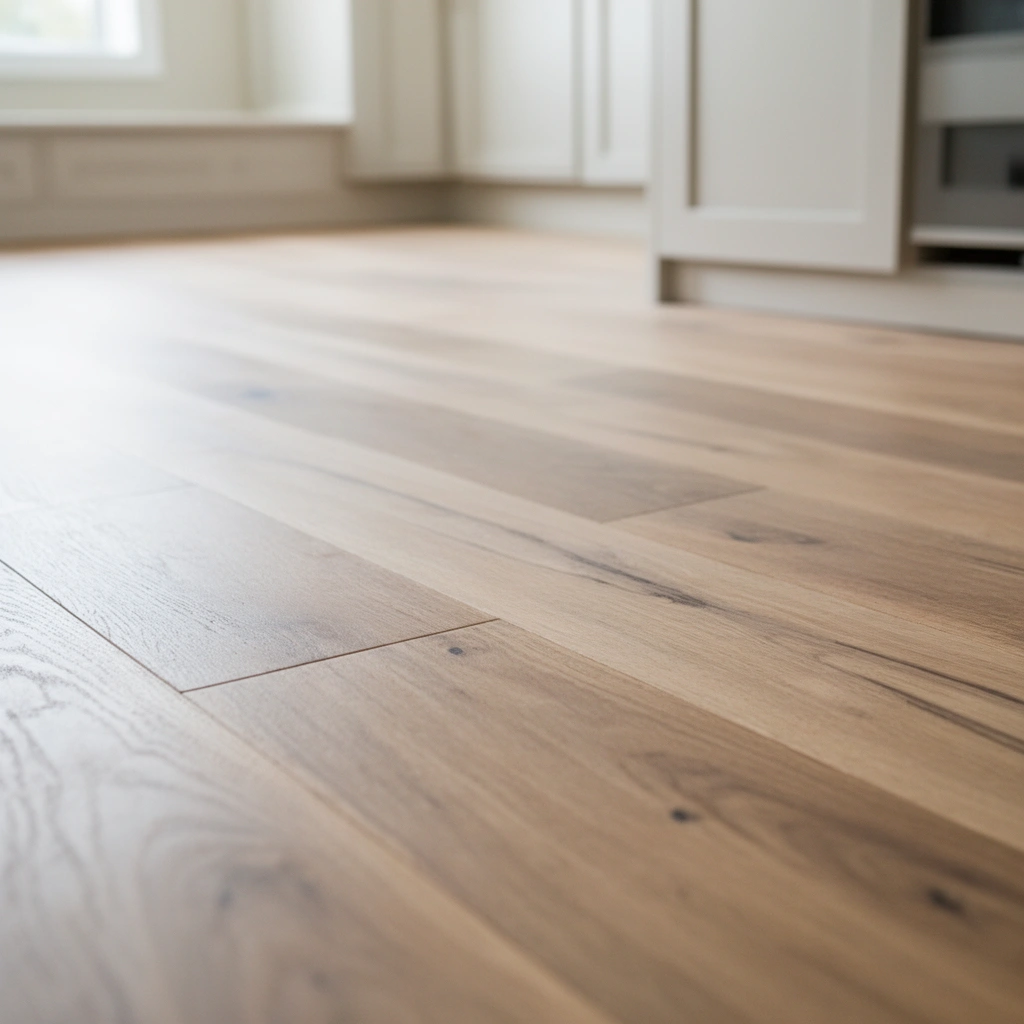 Image illustrating the process of estimating kitchen floor material costs per square foot or unit.