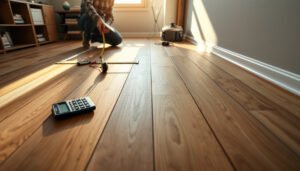 A home office with laminate flooring, illustrating cost estimation for laminate floors.