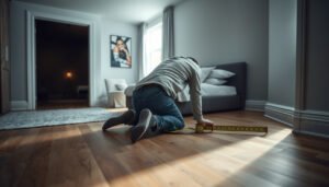 A bedroom with laminate flooring, showcasing cost estimation for laminate floor installation.