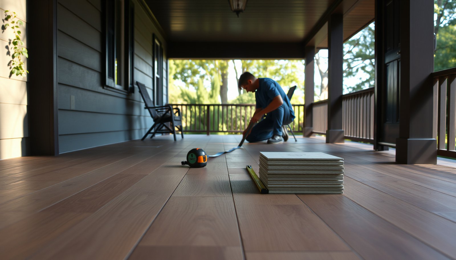 A detailed guide on estimating the cost of vinyl flooring for a porch area.