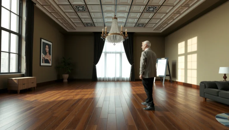 A calculator and vinyl flooring samples showing how to estimate the cost of vinyl floors.