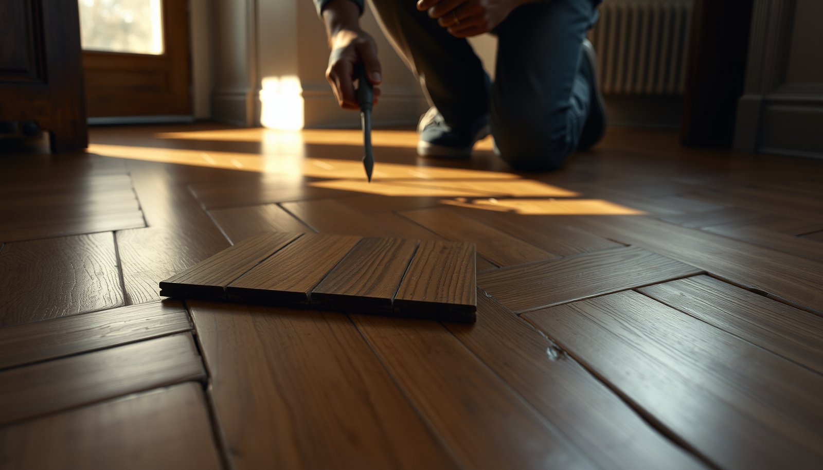 Step-by-step guide to fixing buckling in herringbone floors with tools and techniques.