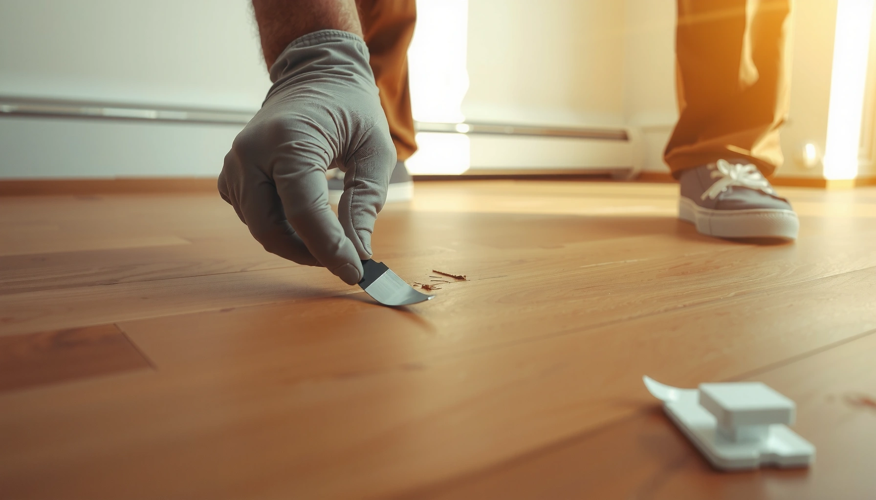 Step-by-step guide to fixing cracks in laminate floors with tools and materials needed.
