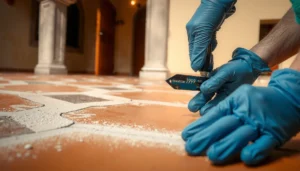 Step-by-step guide on repairing cracks in terracotta floors with tools and materials.
