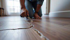 Repairing cracks in wood-look tile floors with a quick repair guide.