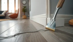 Step-by-step guide on how to fix cracks in vinyl floors with tools and materials needed.