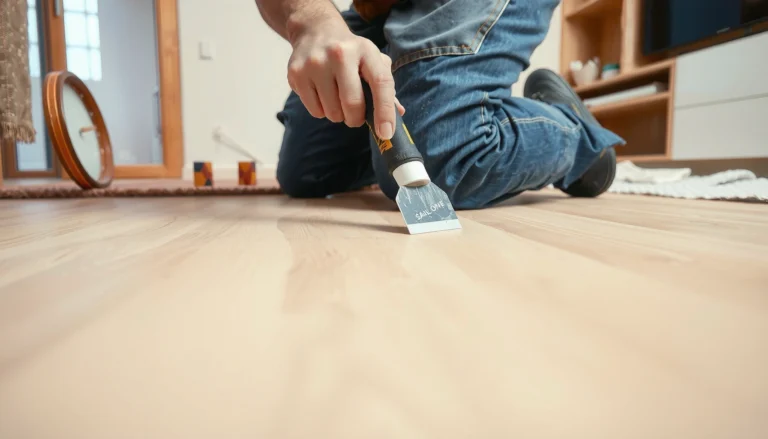 Step-by-step guide on repairing cracks in WPC floors with tools and materials.