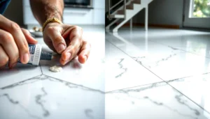 Step-by-step guide on how to fix dents in marble floors with tools and techniques.