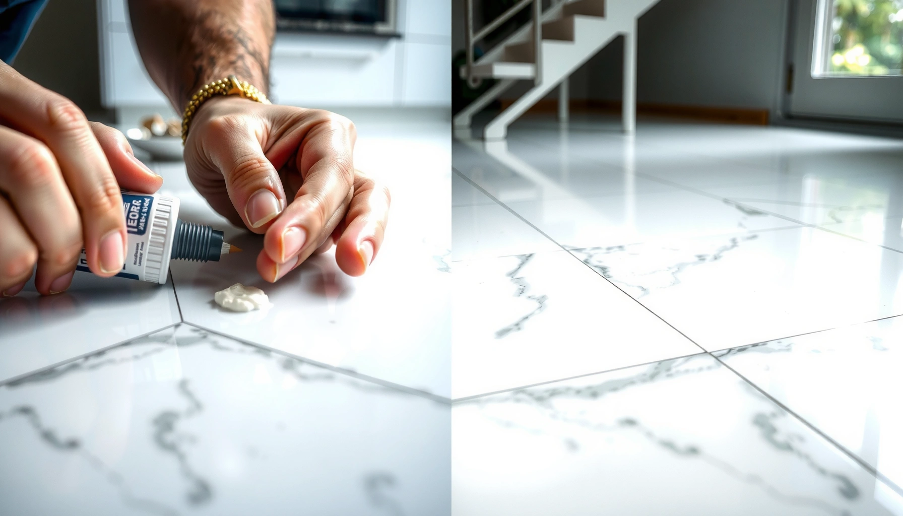 Step-by-step guide on how to fix dents in marble floors with tools and techniques.