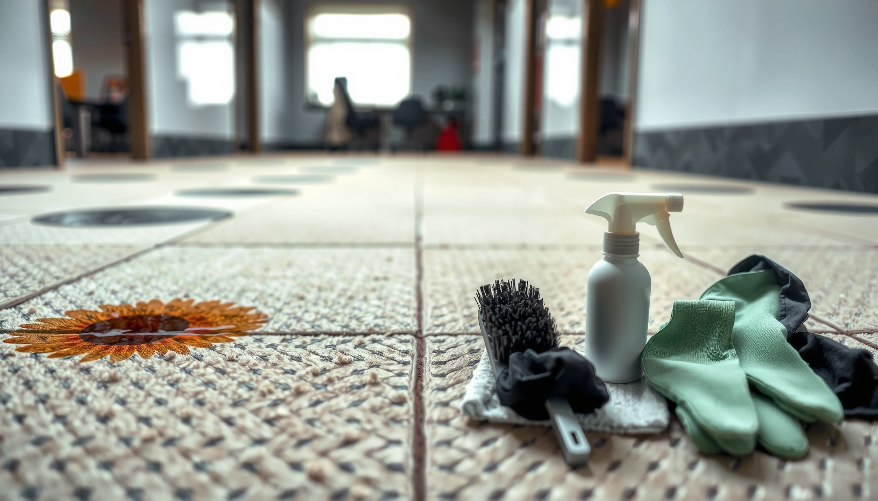 Step-by-step guide on fixing discoloration on carpet tiles with practical solutions.