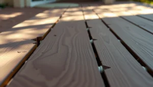 A close-up of outdoor flooring with visible gaps, illustrating methods to fix gaps effectively.