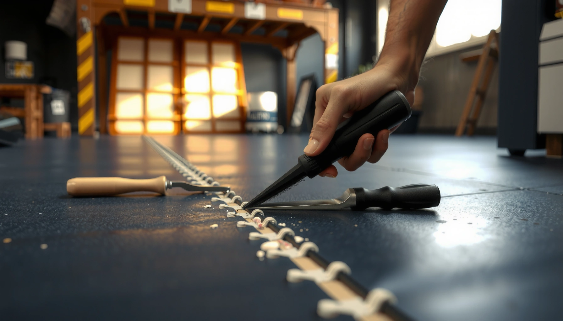 Step-by-step guide on fixing gaps in rubber flooring with simple repair techniques.