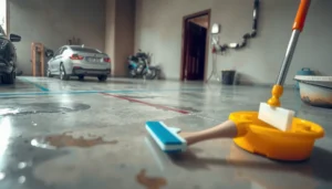 Step-by-step guide to fixing discoloration on garage floors with practical tips.