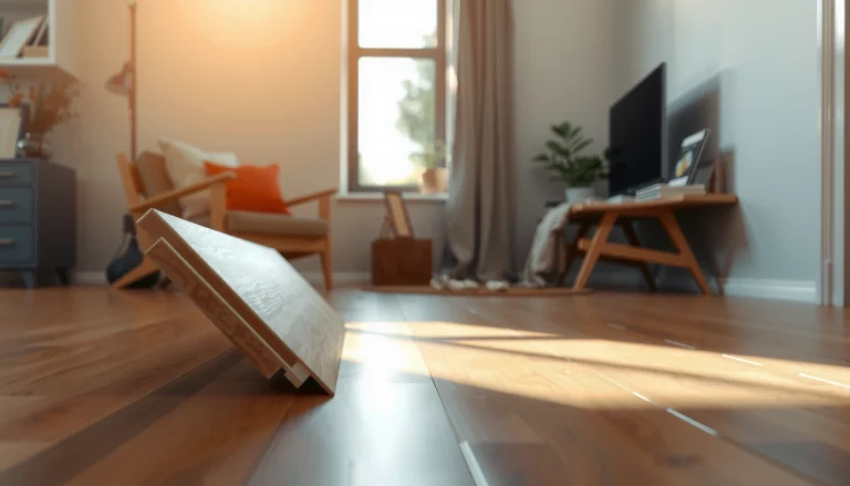 A person demonstrating how to fix lifting issues on engineered wood floors with tools.