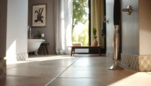 Step-by-step guide to fixing lifting on travertine floors with tools and materials shown.