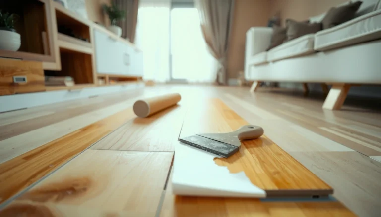 A step-by-step guide to repairing peeling bamboo floors, showcasing tools and techniques.