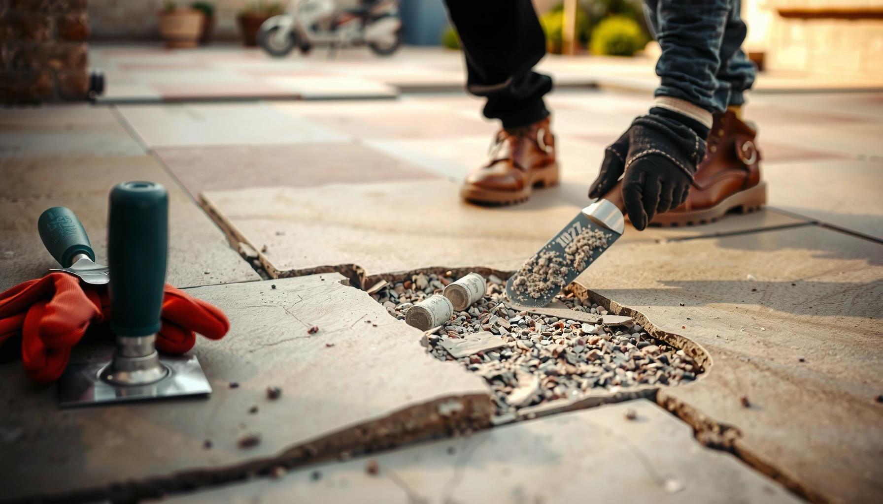 Step-by-step repairs for peeling patio floors with tools and materials needed.