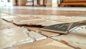 Step-by-step guide on repairing peeling travertine floors with tools and techniques.