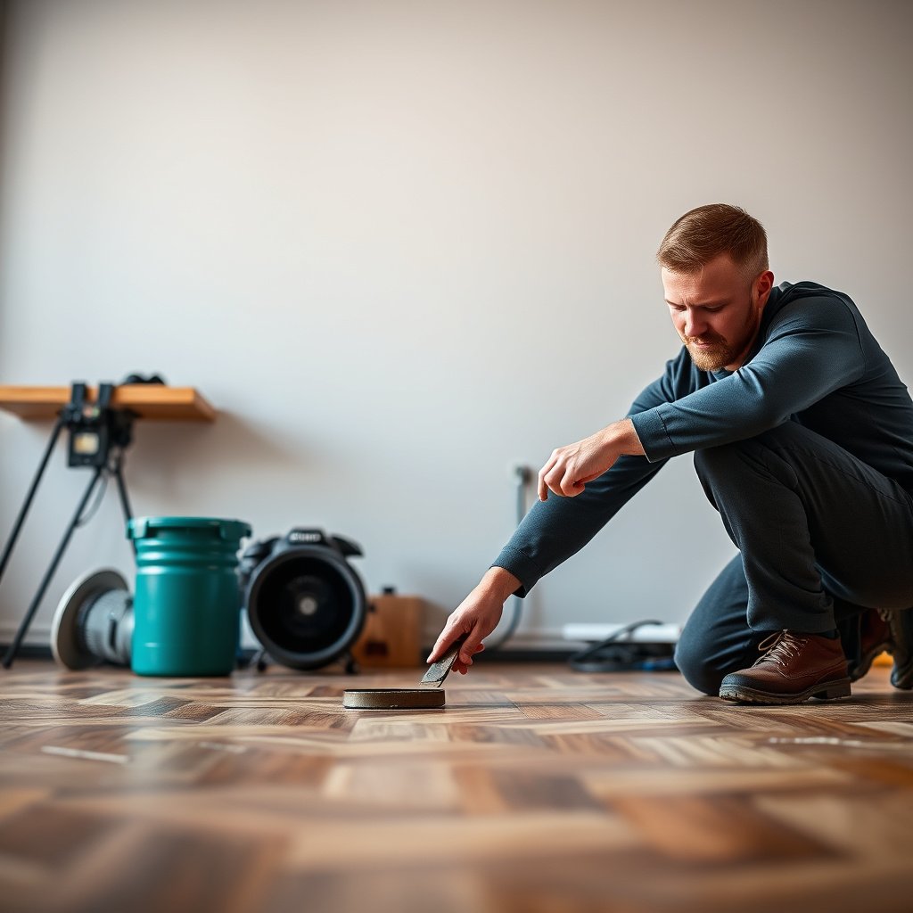 Repairing raised seams and partial buckling on parquet floors to restore their appearance and functionality.
