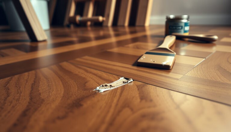 Steps to repair scratches on chevron wood floors with simple techniques.