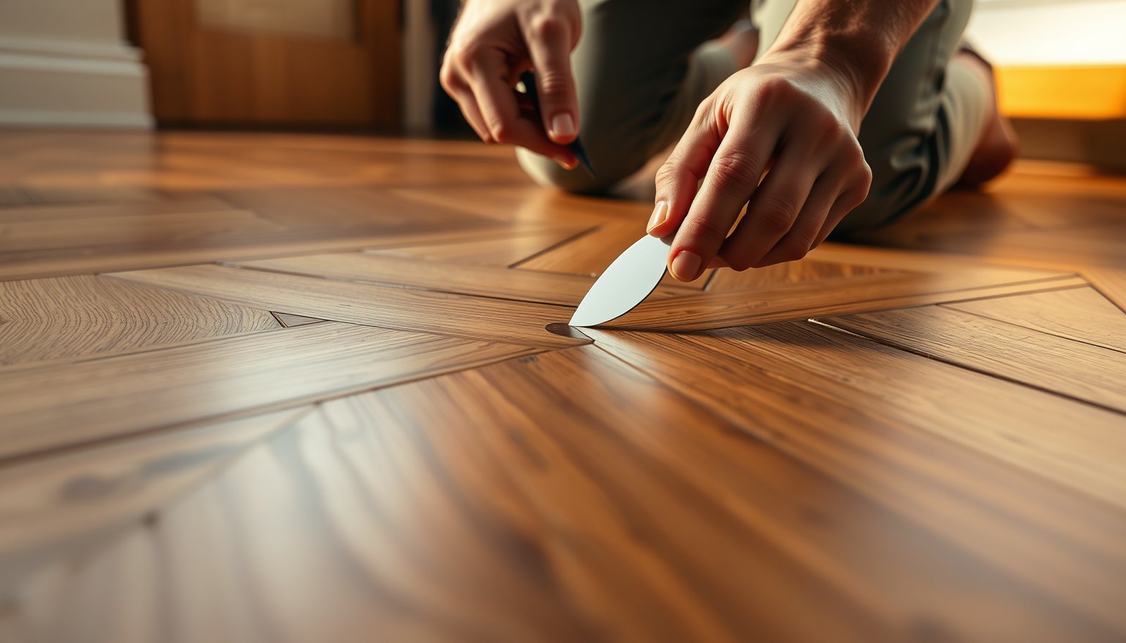 Step-by-step guide to fixing scratches on herringbone wood floors for a flawless finish.