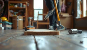 Step-by-step guide on fixing squeaks in basement floors with tools and techniques.