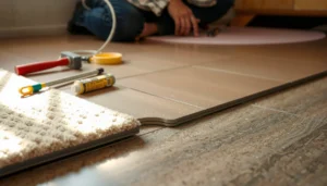 Step-by-step guide on how to fix squeaks in carpet tiles during quick repairs.