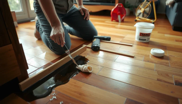 Step-by-step guide to fixing water damage on hardwood floors with tools and techniques.