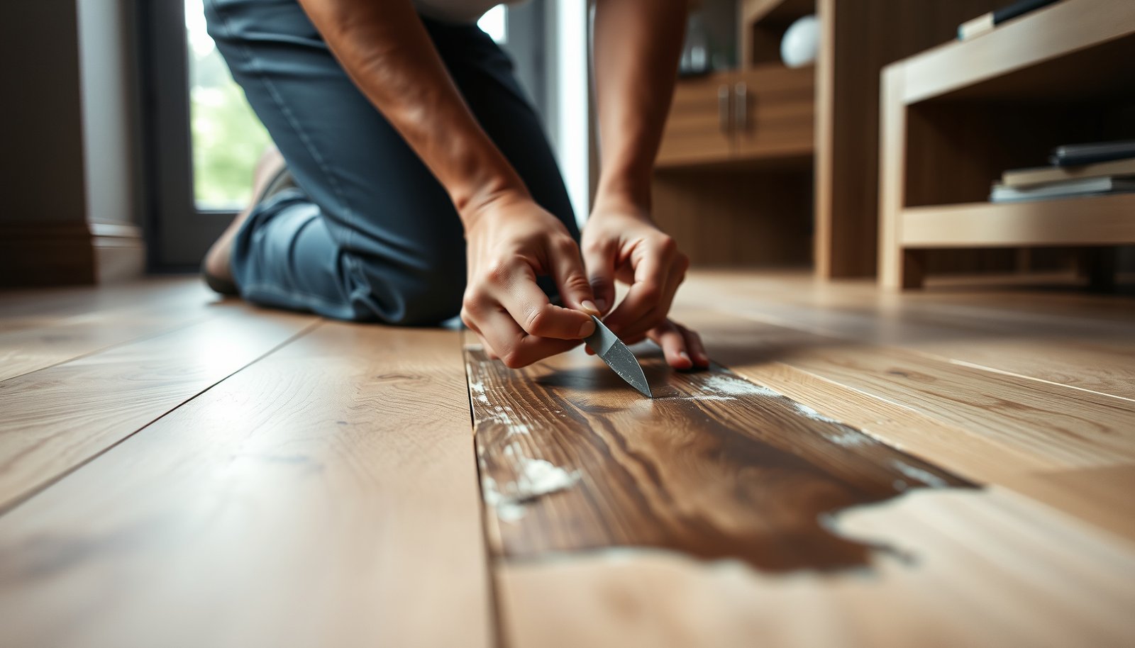 Step-by-step guide to fixing water damage on herringbone floors with tools and techniques.
