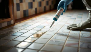 Step-by-step guide on fixing water damage on mosaic tile floors with tools and techniques.