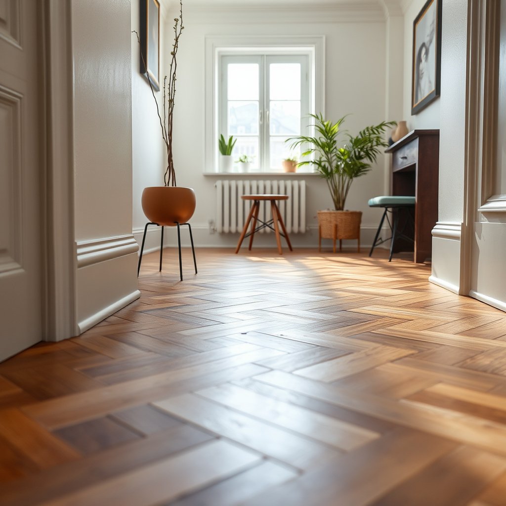 Selection of floor-care products safe for herringbone floors to prevent scratches