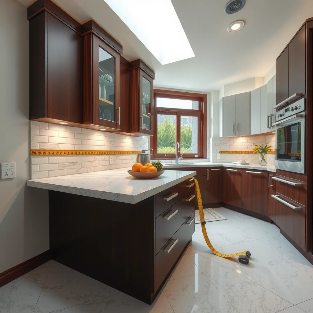 A collection of measuring tools for preparing to measure granite floors.